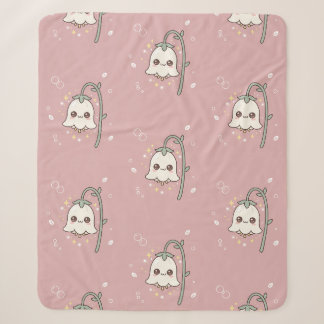 Cute Kawaii Lily of the Valley Mauve Sherpa Blanket