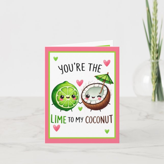 Cute Kawaii Lime and Coconut  Thank You Card (Front)