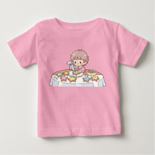 Cute Kawaii Little Baker Decorating Star Cookies Baby T-Shirt