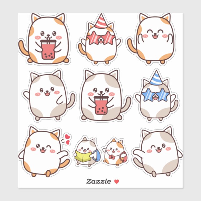 Cute Kawaii Little Cat Emoji (Sheet)