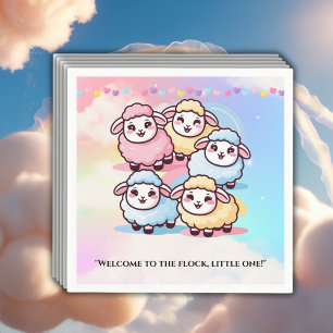Cute Kawaii Little Lamb Baby Shower Napkin