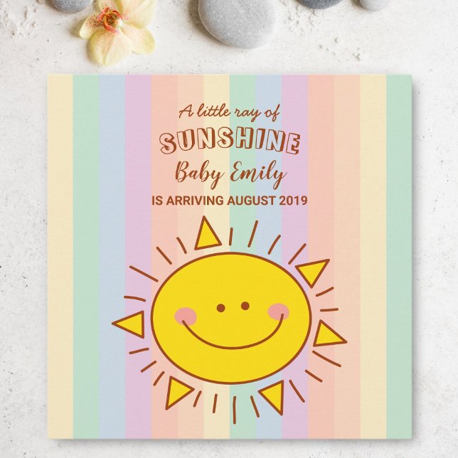 Cute Kawaii Little Rainbow Sunshine Baby Arrival Announcement (Creator Uploaded)