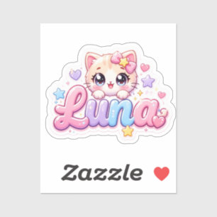 Cute Kawaii Luna Cat Name Pastel Pink Sparkling Ki