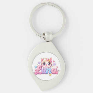 Cute Kawaii Luna Cat Name Pastel Pink Sparkling Ki Key Ring