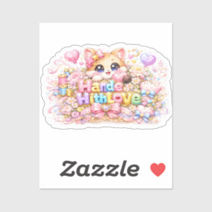 Cute Kawaii Made With Love Cat Name Pastel Pink Fl