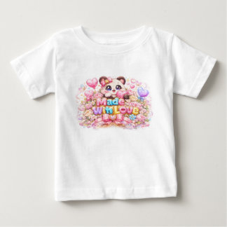 Cute Kawaii Made With Love Cat Name Pastel Pink Fl Baby T-Shirt