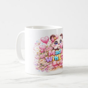 Cute Kawaii Made With Love Cat Name Pastel Pink Fl Coffee Mug