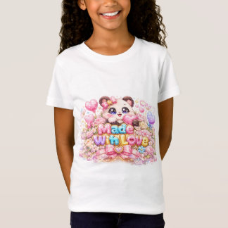 Cute Kawaii Made With Love Cat Name Pastel Pink Fl T-Shirt