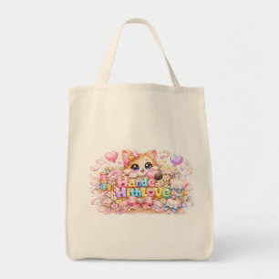Cute Kawaii Made With Love Cat Name Pastel Pink Fl Tote Bag