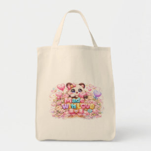 Cute Kawaii Made With Love Cat Name Pastel Pink Fl Tote Bag