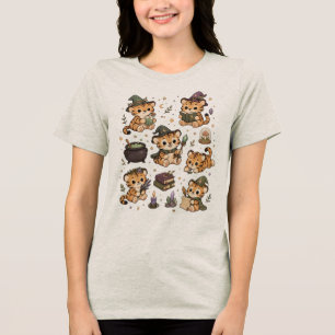 Cute Kawaii Magical Tiger Witch Aesthetic Tri-Blend Shirt