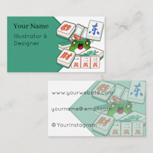 Cute Kawaii Mahjong Frog Gamer Business Card