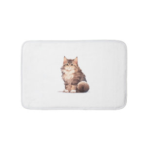 Cute Kawaii Maine Coon Big Cat Bath Mat