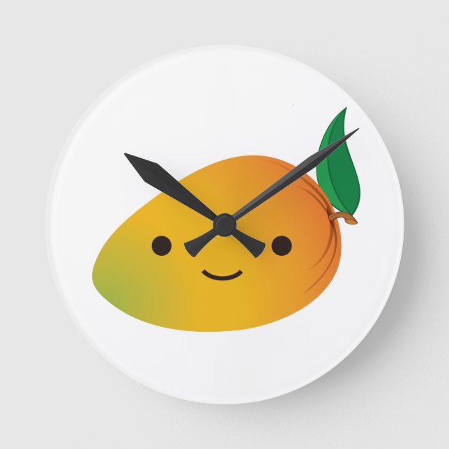 Cute Kawaii Mango Round Clock (Front)