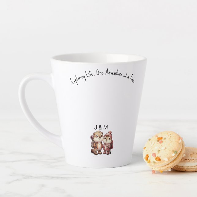 Cute Kawaii Marmot Couple Adventure Hiking  Latte Mug (In Situ)