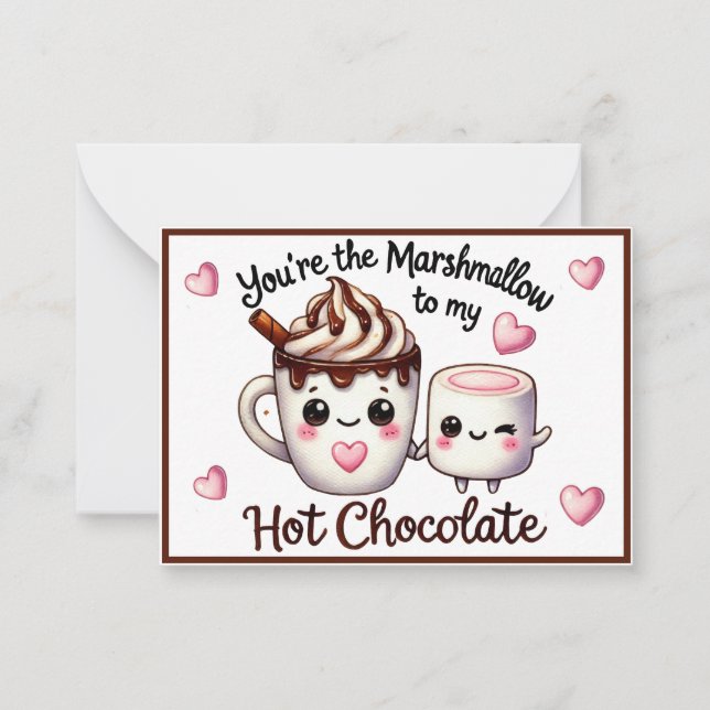 Cute Kawaii Marshmallows and Chocolate Card (Front)