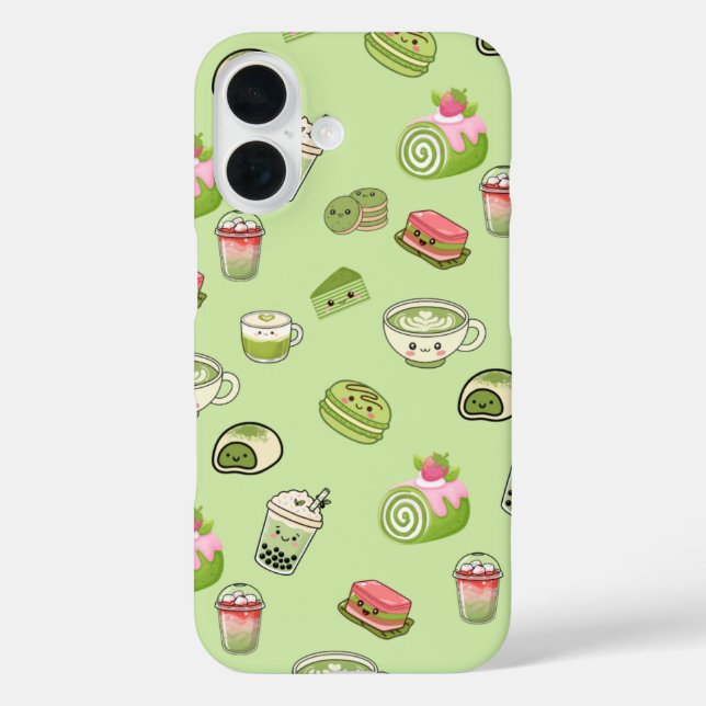 Cute Kawaii Matcha Desserts Phone Case  (Back)
