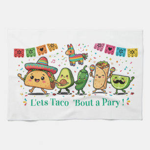 Cute Kawaii Mexican Food Party - Taco Burrito Avoc Tea Towel