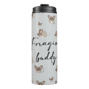 Cute Kawaii Mice "Foraging Buddy" Custom Name Trav Thermal Tumbler