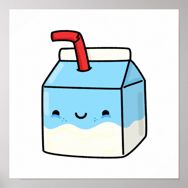 Cute Kawaii Milk Box Poster (Front)