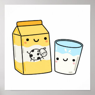 Cute Kawaii Milk Poster