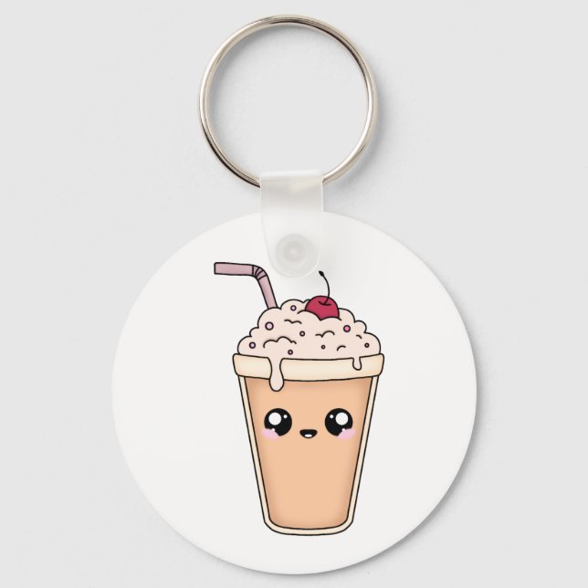 Cute Kawaii Milkshake Keychain – Fun Sticker Desig (Front)