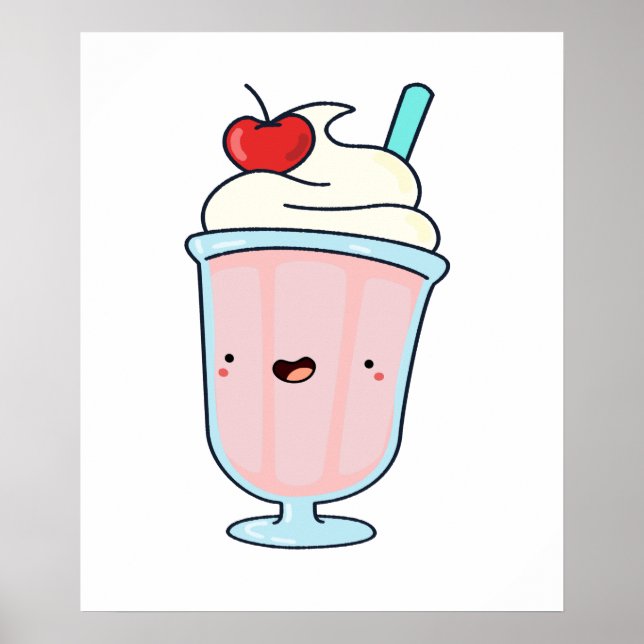 Cute Kawaii Milkshake Poster (Front)