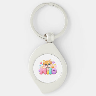 Cute Kawaii Milo Dog Name Pastel Pink Sparkling Pu Key Ring
