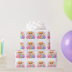 Cute Kawaii Milo Dog Name Pastel Pink Sparkling Pu Wrapping Paper