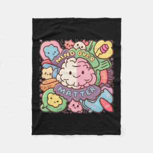 Cute Kawaii Mind Over Sticker Fleece Blanket