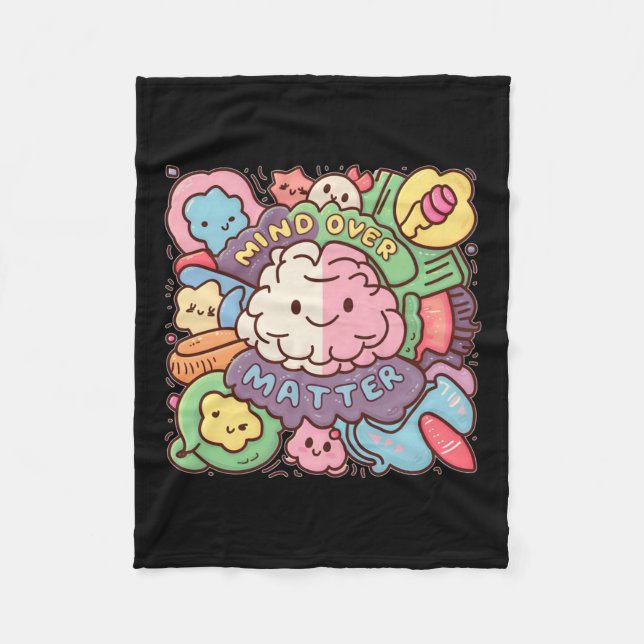 Cute Kawaii Mind Over Sticker  Fleece Blanket (Front)