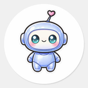 Cute Kawaii Mini Robot  Classic Round Sticker
