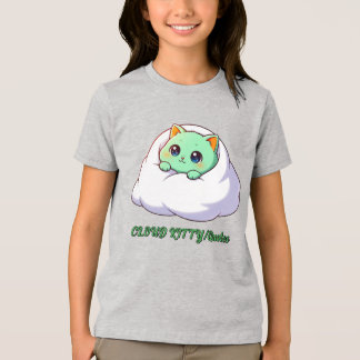 Cute Kawaii Mint Kitten in Cloud Tri-Blend Shirt