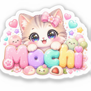 Cute Kawaii Mochi Cat Name Pastel Pink Sparkling K