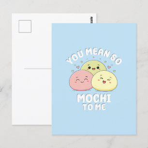 Cute Kawaii Mochi Food Pun Pastel Love Quote Postcard