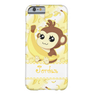 Cute Kawaii monkey holding banana Barely There iPhone 6 Case