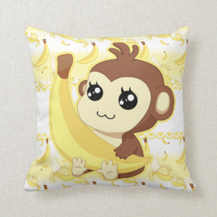 Cute Kawaii monkey holding banana Cushion