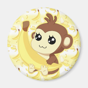 Cute Kawaii monkey holding banana Magnet