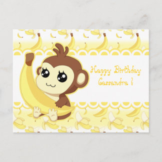 Cute Kawaii monkey holding banana Postcard