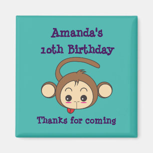 Cute Kawaii Monkey Illustration Birthday Magnet