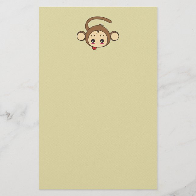 Cute Kawaii Monkey Illustration Stationery (Front)