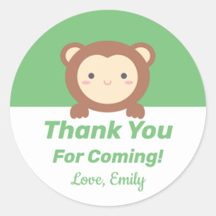 Cute Kawaii Monkey Thank You For Coming Classic Round Sticker