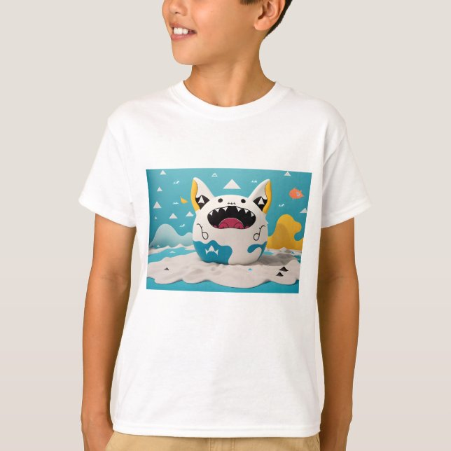Cute kawaii monster cat T-Shirt (Front)