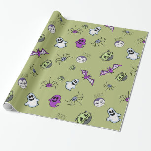 Cute kawaii monsters wrapping paper