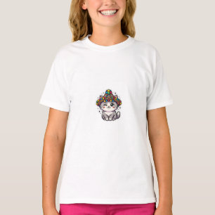 Cute Kawaii Moroccan Amazigh Cat Woven Hat Pom-Pom T-Shirt