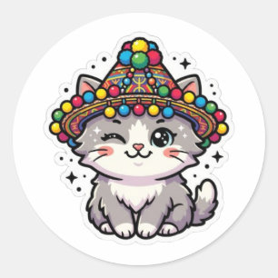 Cute Kawaii Moroccan Amazigh Cat Woven Hat Sticker