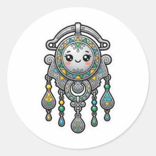 Cute Kawaii Moroccan Amazigh Tazarzit SilveSticker Classic Round Sticker