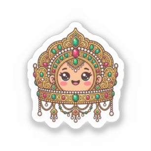 Cute Kawaii Moroccan Bridal Crown TraditionSticker