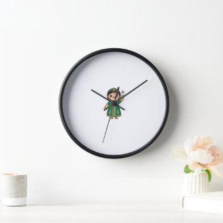 Cute Kawaii Moroccan Caftan Traditional Green Dres Clock