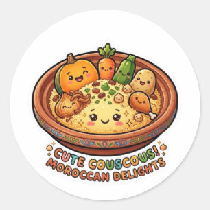 Cute Kawaii Moroccan Couscous Friday GatherSticker Classic Round Sticker